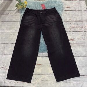 NWT EMMIOL Washed Black Wide Leg Jeans sz XXL